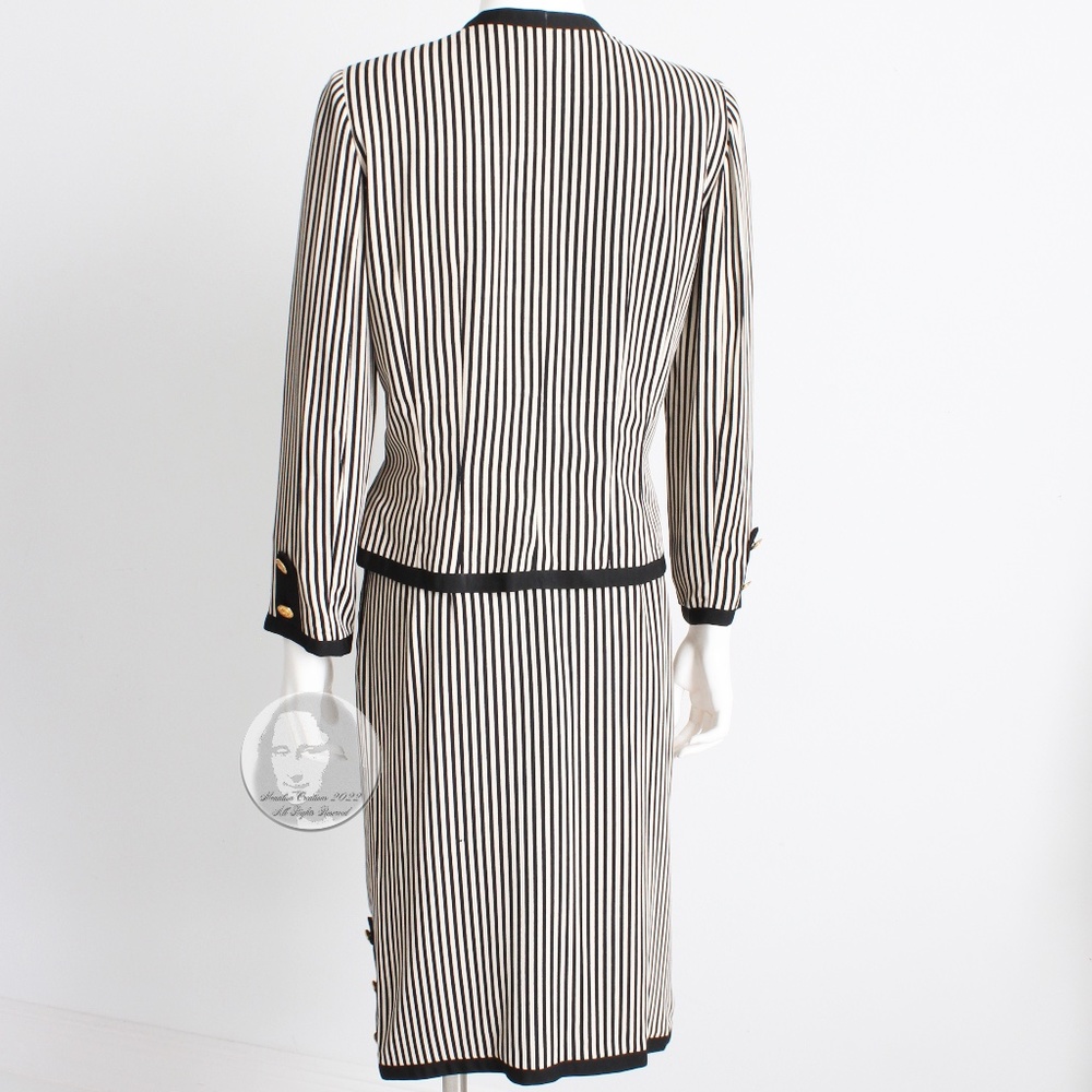 Albert Nipon Suit 2pc Jacket & Skirt Black White … - image 7